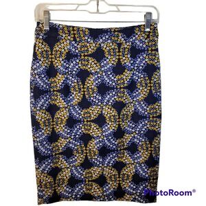 Boden Martha Pencil Skirt Lined Navy Garland Floral Size 2P Back Zipper‎ & Slit